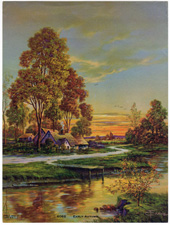 Vintage calendar/poster prints of landscapes, village scenes, etc.